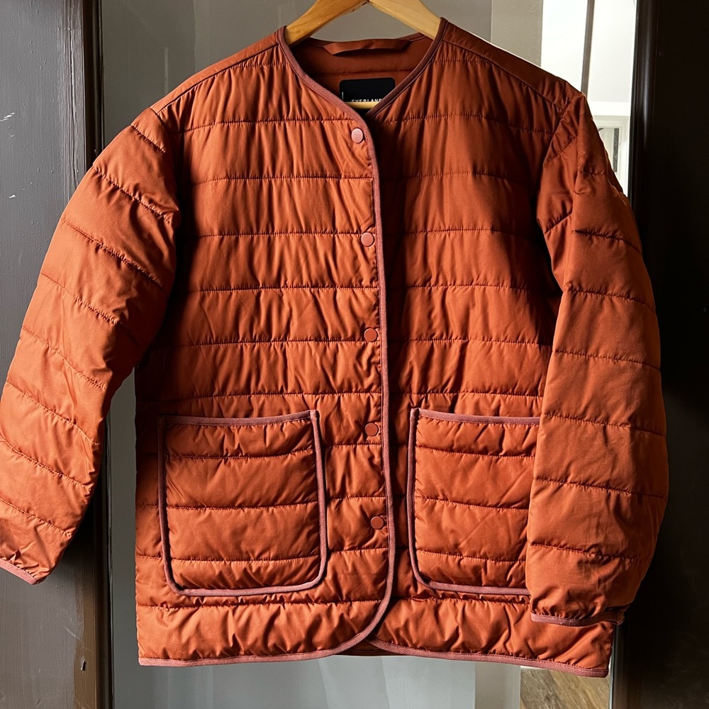 Everlane Renew Channeled Quilted Liner Jacket Red/Orange/Burnt Orange